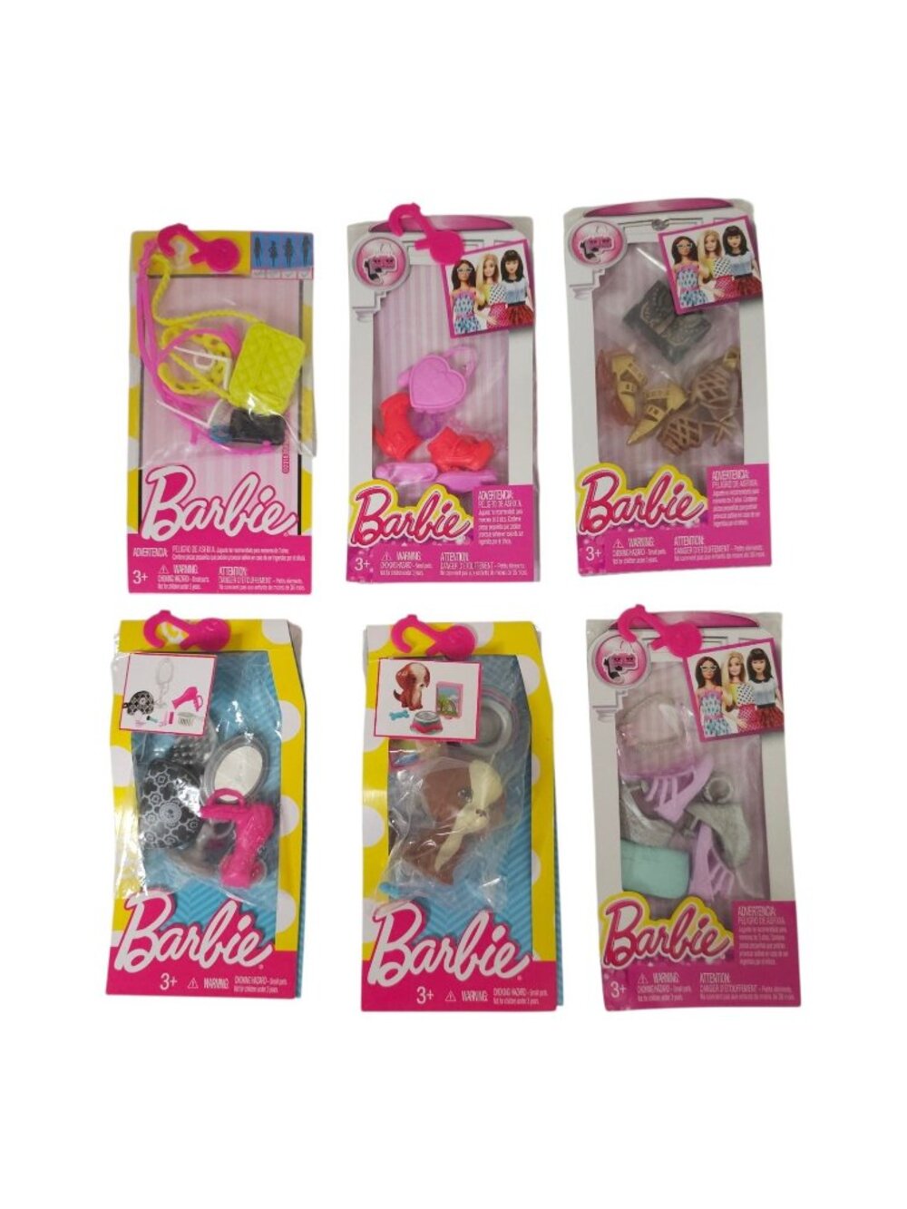 Barbie Doll Accessories Pack Lot of 6 New Unopened Miniature Shoes Bags Pet Dog